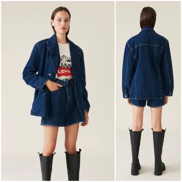 Ganni Jackets & Blazers - Levi's x GANNI $475 Double Breasted Denim Jacket Size XL